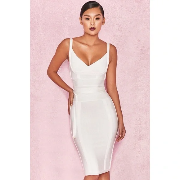 Belice White White Tie Waist Bandage Dress House Of CB Belice